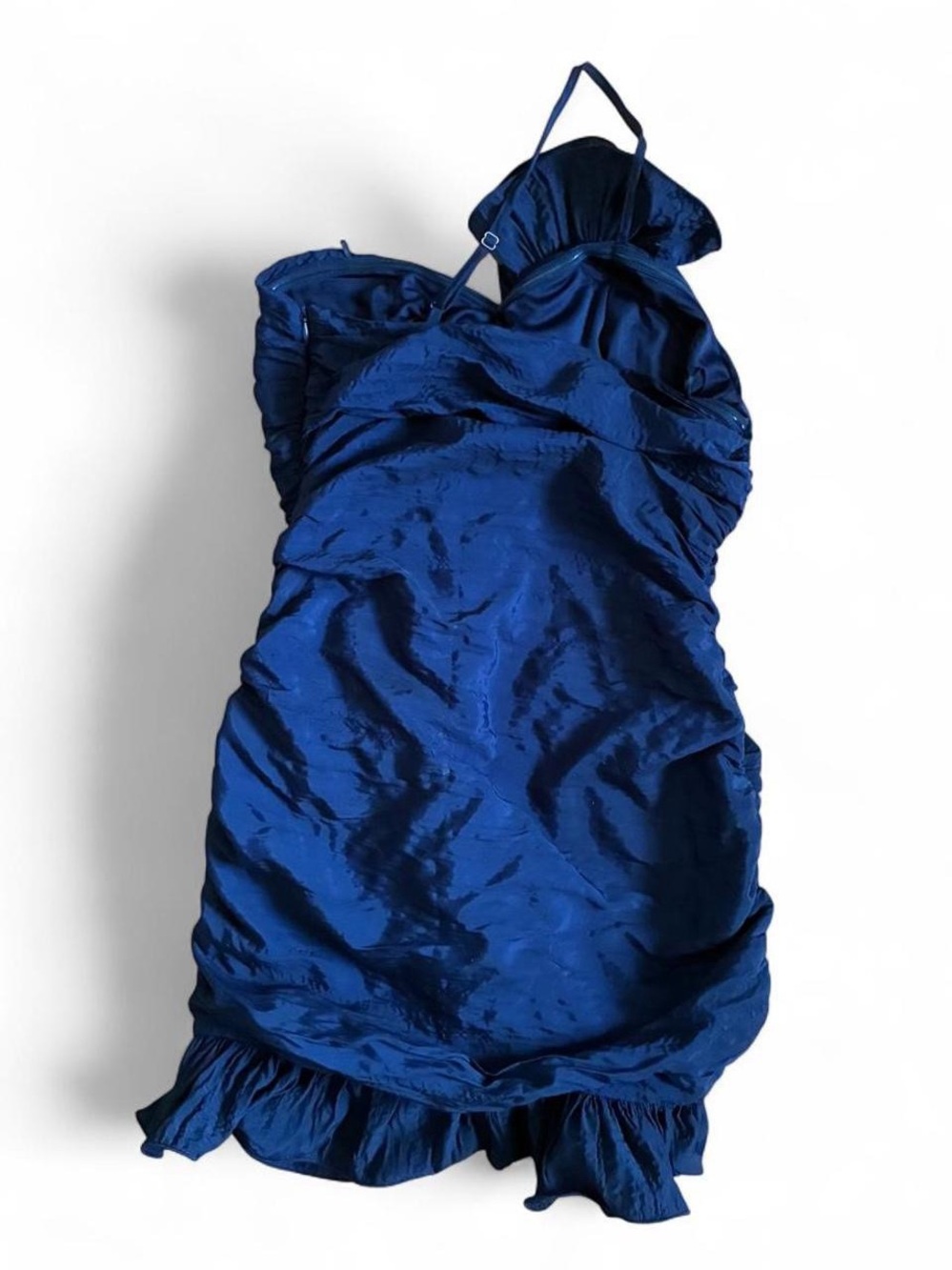 Girls' Ruffled One-Shoulder Dress - Navy Blue - Picture 2 of 3